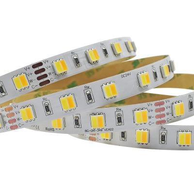 China Residential Linear 2in1 CCT LED SMD5050 90Lm/W Strip Light 14.4W 60leds/m 1300Lm 3OZ Thickness 2200-6500K PCB Decoration Light for sale