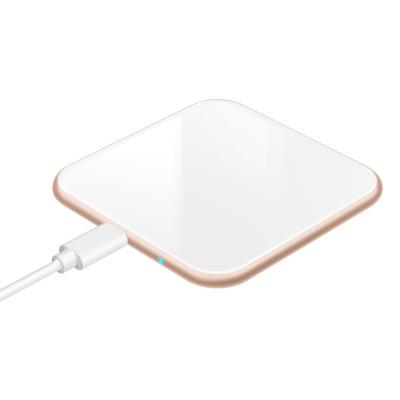 China Metal Glass Case Mobile Phone 15W Square Shape Panel Pad Super Slim Fast Wireless Charging Wireless Charger For iPhone For Android Phone for sale