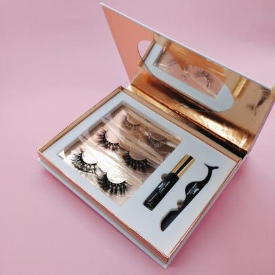 China 100% Super flexible handmade fluffy full 3d mink strip lashes lashbox packaging 25mm custom mink eyelash vendor customized boxes with mirror for sale