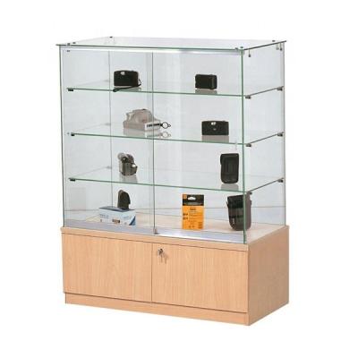 China Freestanding Tempered Glass Full View Showcase Cabinet With Storage Cabinet for sale