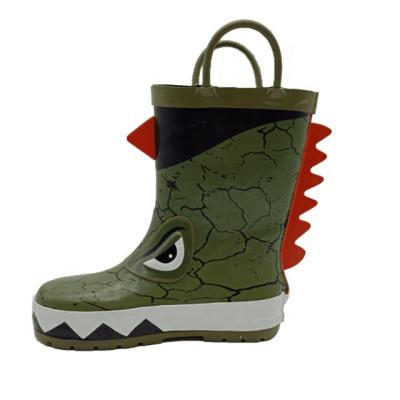 China Fashionable Decorative Goods 3D Children's Dinosaur Durable Durable Fashion Rain Boots With Grips Cartoon Non-slip Water Rubber Shoes for sale