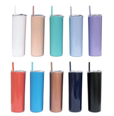 China Wholesale Promotion Stocked Double Wall Vacuum Insulated 15oz 20oz 30oz Stainless Steel Sublimation Blanks Tumbler With Straw for sale