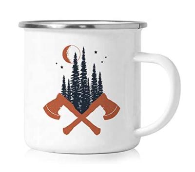 China Cheap Stocked High Quality Sublimation Empty Custom Personalized Stainless Steel Coffee Custom Metal Enamel Mini Camping Mug for sale