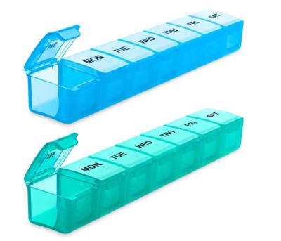 China Eco-Friendly Plastic Weekly Pill Organizer Custom Eco-Friendly Pill Organizer 2021 7 Day Medicine Pill Travel Case Container for sale