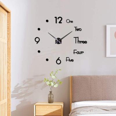 China Europe Creative Acrylic 3D Wall Pendulum Wall Stickers DIY Frameless Wall Clock Home Decor Wall Clock For Office Home Living Room Decor for sale