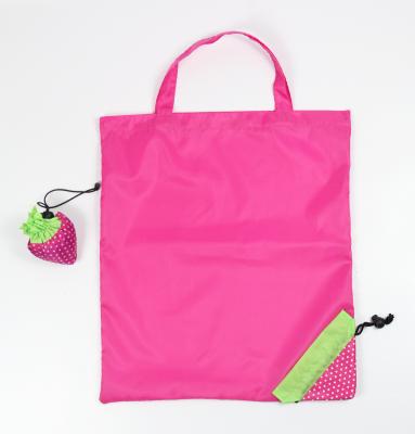 China Eco Friendly Reusable 190T Polyester Strawberry Collapsible Shopping Bag for sale