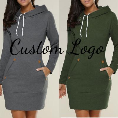 China Long Anti-Static Oversized Casual Hoodie Midi Dress Hoodies For Women for sale