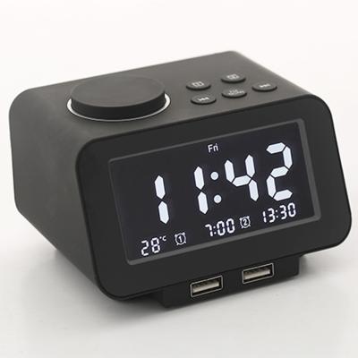 China 2021 Hot Selling Digital Bedside Bass Alarm Clock Speaker FM Radio Speaker Wireless Alarm Clock For Christmas Gift for sale