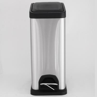 China Sustainable Square Stainless Steel Trash Can Waste Pedal Trash Can for sale