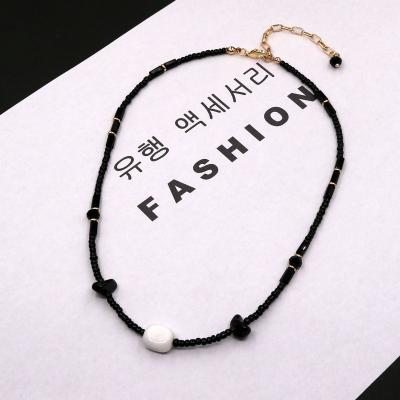 China Fashion Black 3mm Myuki Japan Seed Beads Choker Women White Onyx Crystal Jewelry Simple Necklaces For Women Cheap Price for sale