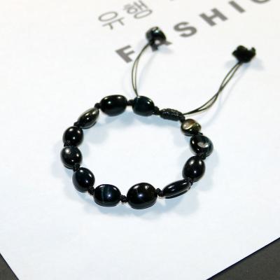 China Other Natural Stone Tiger Eye Rope Knot Elastic Black Blue Bracelet For Women Fashion Jewelry Wholesale for sale