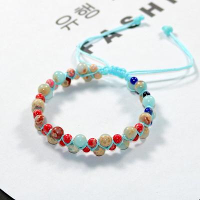 China 2022 New BOHEMIA Galaxy Sea Drop Color Natural Stone Mixed Size Double Layers Braided Bracelets Women Bohemia Fashion Boho Jewelry for sale