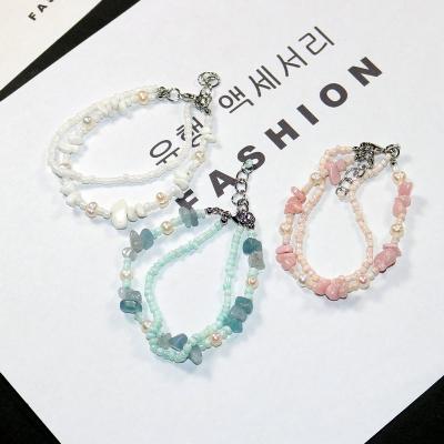 China 2022 New Cute Fashion Bracelets Women Double Layers 2 Rows Freshwater Pearl Sead Beads Strand String Jewelry Natural Stone Wholesale for sale