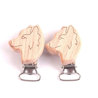 China BPA Free Staple Wide Wide Beech Wood Marking Pony Animal Pacifier Clip Environmental Friendly Food Grade for sale