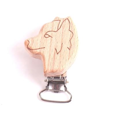 China BPA Free Wholesale Environmental Friendly Marking Pony Animal Pacifier Food Gradewide Staple Beech Wood Clip for sale