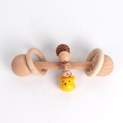 China Wooden Rattle Toy Creative Design Newborn Toy Rattle Beech Soft Infant Baby Teether for sale