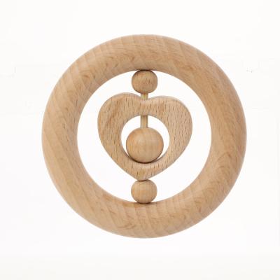 China Safe Good Quality Wooden Crib Rattle Calming Toy Educational Baby Beech Wood Rattle for sale