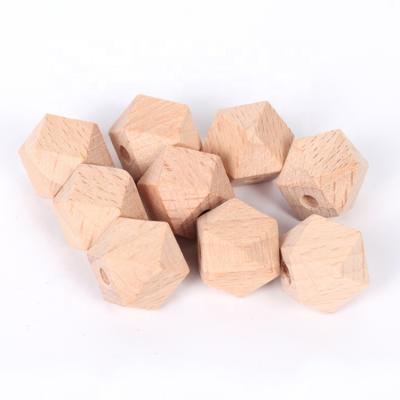 China DIY Material Wholesale Wooden Beads 16mm Natural Polygon Beech Beads Wood For Baby Pacifier Chain Accessories for sale