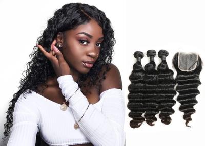 Chine Le double a cousu la Vierge 8A de trame les prolongements que brésiliens de cheveux ondulent profondément avec le bandeau à vendre