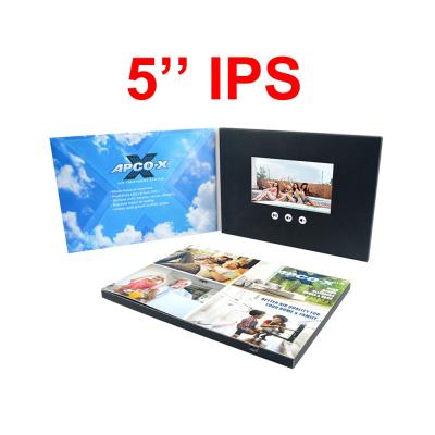 China Europe 5 Inch A5 IPS Digital Advertising LCD Brochure Custom Softcover Paper Video Card for sale