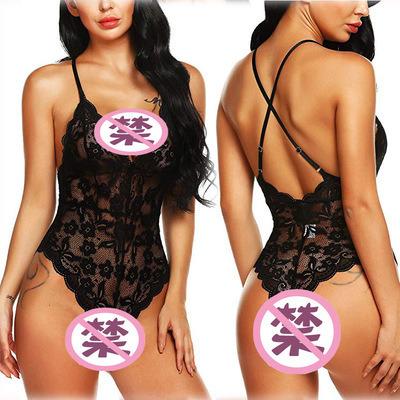 China Hot teddies/sexy temptation girls lace lingerie jumpsuit deep V sexy with back cavity for sale