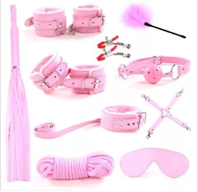 China PU Leather BDSM Bondage Restraint Suit 10pcs in 1 PU Leather Sex Bondage in Sex Products for sale