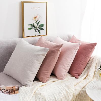 China Non-Toxic Accept Customization Pink16x16 Plain Linen Pillow Cover Style Cushion Cover for sale