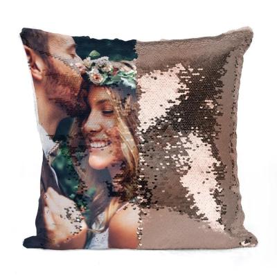 China Personalized Custom Decorative Home Decor PORTABLE Flip Reversible Sequin Pillow Cover DIY Throw Case with Your Personal Photo for sale