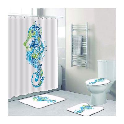 China Sustainable 3D Printing Design Shower Curtain Cute Cartoon Polyester Material Shower Curtain For Bathroom for sale