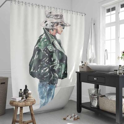 China Sustainable Oil Painting Curtain Shower Bathroom Sets With Shower Curtain And Covers for sale