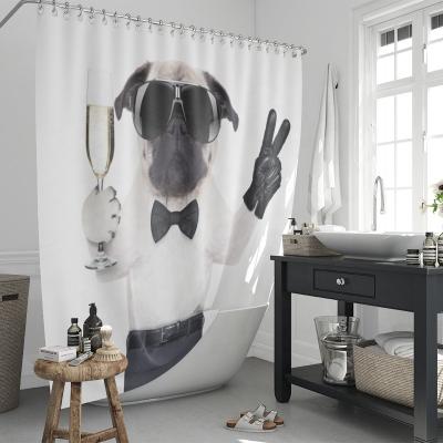 China Sustainable Animal Pattern Shower Curtain Digital Printing Pet Design Cabin Shower Curtain for sale