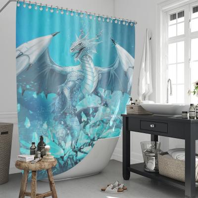 China Viable Manufacturer Bathroom Fancy Dragon Custom Logo Shower Curtain 3D Shower Curtain for sale