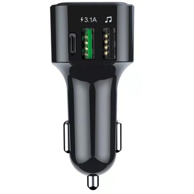 China Multifunctional Car Fm Transfer BT 5.0 C1 Car Kit Fm Transmitter Hands Free Mp3 Player With Dual Usb Car Charger for sale