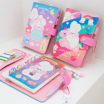 China Printed Cute Kawaii Diary Planner Notebook For Students PU Magnetic Cover Agenda Colored Inner Page Enrolls Stationery Custom Notebook for sale