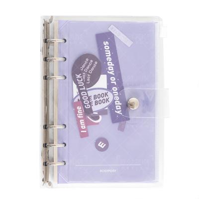 China 6 Ring Binder Transparent PVC Notebook Hand Book Kawaii Stationery Drop Booking Diary Printed Loose-leaf Notebook for sale