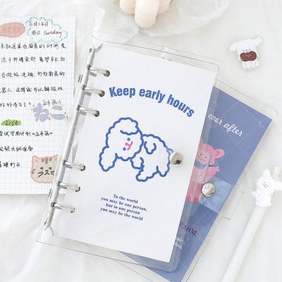 China 6 Ring Binder Transparent PVC Notebook Hand Book Stationery Spring Binder Spring Binder Diary Journal Printed Loose-leaf Notebook for sale