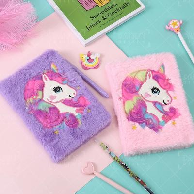 China A5 planner girls gift diary agenda kawaii printed hard cover notebooks for school unicorn emboridery stationary notebooks for sale