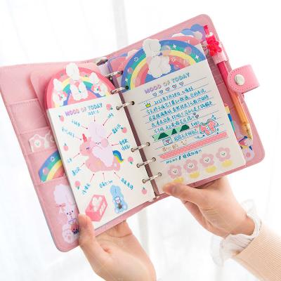 China A6 Binder Kawaii DIY Diary Notebook Agendas Planner Organizer Cute Spiral Note Books Traveler Diary Printed Spiral School Manual For Girls for sale