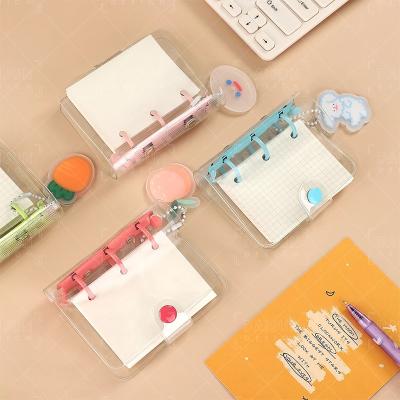 China Mini 3 Ring Hand Book Student Portable Notebook Ring Binder Printed Cute Transparent Loose Leaf School for sale