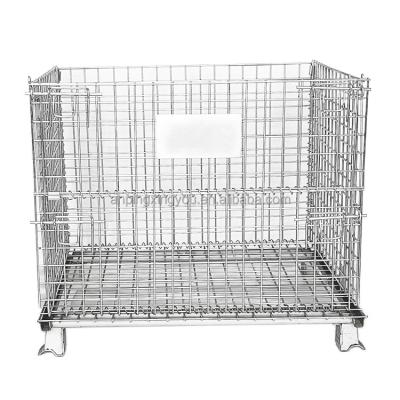 China Safe Corrosion Protection Wire Mesh Pallet Cage Wire Mesh Storage Cage Pallet Container For Warehouse for sale