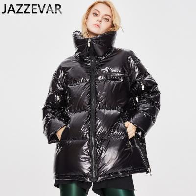 China Waterproof winter down jacket 82045 casual jacket fashion women's short stand collar thickened ladies polyester black woven lining thickly for sale