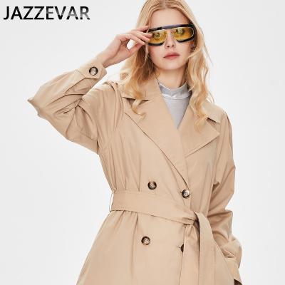 China Anti-wrinkle khaki ladies over the knee long lantern sleeve fashion British, Japanese and Korean women's street trench coat for sale