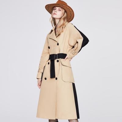 China High-quality double-breasted jacket color matching waterproof with long slim fit women's gap coat autumn and winter casual clothes for sale