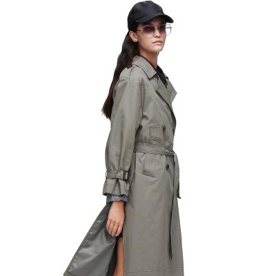 China Wholesale Custom Women's Long Breaker Good Quality Anti-wrinkle Windproof Mixed Double Breasted Jackets Classic Windproof Ditch Coat for sale