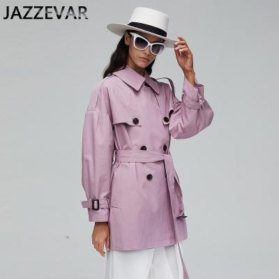 China 2021 Autumn High Street Ditch Lady Coat Wholesale Anti-Wrinkle Beautiful Pink Lady Jacket Mid Length Coat Dealing 9010 for sale