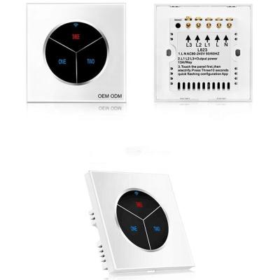 China Smart Touch Screen Switch OEM Wifi Smart Control Led Wall Panel Touch Switch 3 Light Home Strip for sale