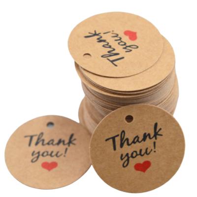 China Anti-Counterfeit Cheap Custom Gift Card Printing Handwritten Recyclable Paper Round Brown Kraft Paper Wedding Greeting Thank You Cards for sale