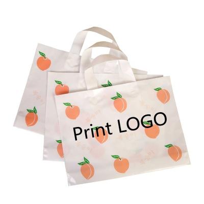 China Recyclable custom clean bottom clear plastic logo printing gusset pe gusset shopping bag clear clothing shop bags eco frindly packaging bag with handle for sale