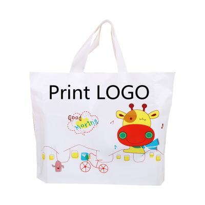 China Recyclable Gift Shop Carry Reusable LDPE Eco-Friendly Custom Clean Logo Printing Bottom Gusset Plastic Shopping Bags With Handle for sale