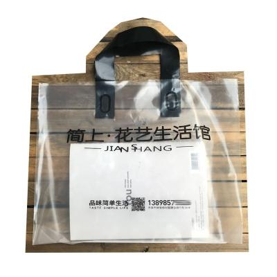 China Recyclable custom clean bottom clear plastic logo printing gusset pe gusset shopping bag clear clothing shop bags eco frindly packaging bag with handle for sale